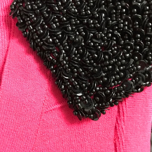 NWOT Y2K BEDO Statement Sequin Shoulder Bodycon Dress L Sleeveless Pink - Picture 5 of 6